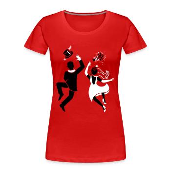 Bride - Groom - Wedding - Pair - Women's Premium Organic T-Shirt - red - Front - Mia (176cm)