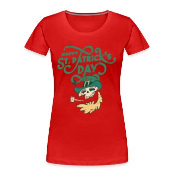 St Patricks Day, - Frauen Premium Bio T-Shirt - Rot - Vorne - Mia (176cm)