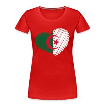 coeur Algérie drapeau - T-shirt bio Premium Femme - rouge - Devant - Mia (176cm)