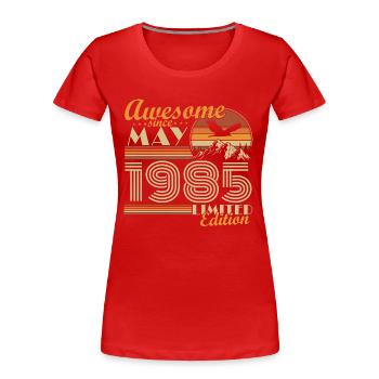 May 1985 Vintage Born Birthday Gift Idea - Women's Premium Organic T-Shirt - red - Front - Mia (176cm)