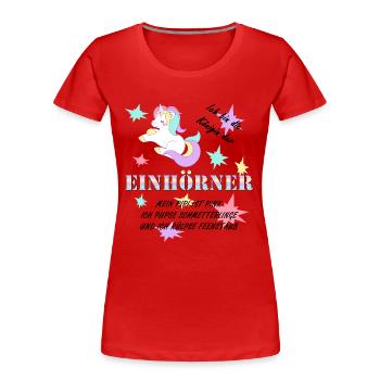 Die Königin der Einhörner! - Frauen Premium Bio T-Shirt - Rot - Vorne - Mia (176cm)
