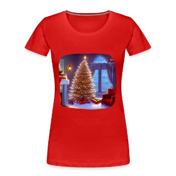 Weihnachtsbaum - Frauen Premium Bio T-Shirt - Rot - Vorne - Mia (176cm)