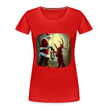 Weihnachtsmann & Krampus - Frauen Premium Bio T-Shirt - Rot - Vorne - Mia (176cm)