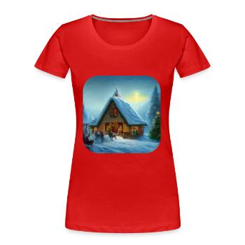 Motif de Noël - T-shirt bio Premium Femme - rouge - Devant - Mia (176cm)