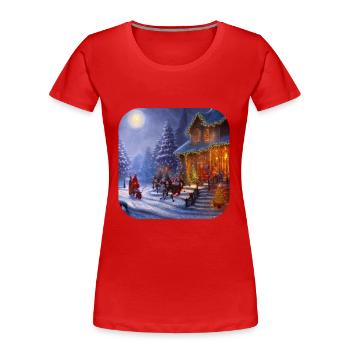 Motif de Noël - T-shirt bio Premium Femme - rouge - Devant - Mia (176cm)