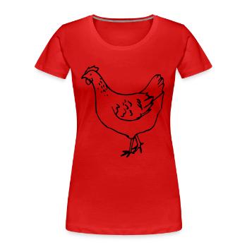 Chicken - hen - Women's Premium Organic T-Shirt - red - Front - Mia (176cm)