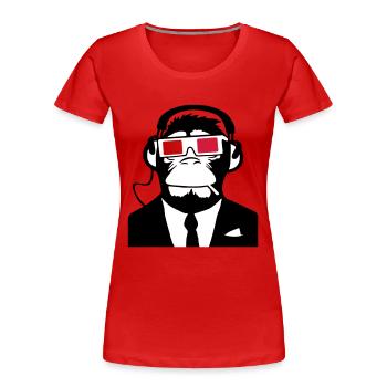 3D Ape Monkey Electroclub Casque motif - T-shirt bio Premium Femme - rouge - Devant - Mia (176cm)