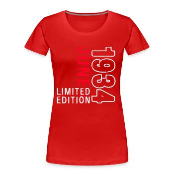 Original Juin 1934 Millésime 1934 Anniversaire 1934 - T-shirt bio Premium Femme - rouge - Devant - Mia (176cm)