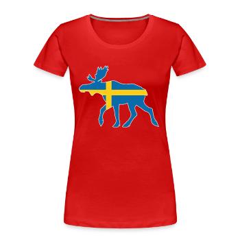 Schweden Elch - Frauen Premium Bio T-Shirt - Rot - Vorne - Mia (176cm)