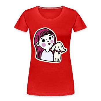Dackel-Mädchen Hund Wiener - Frauen Premium Bio T-Shirt - Rot - Vorne - Mia (176cm)