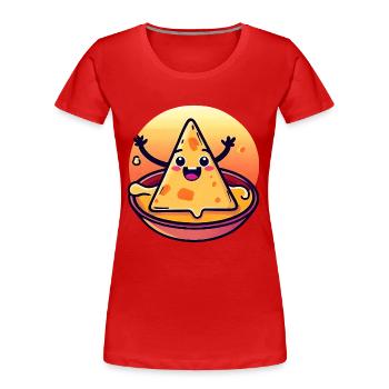 Nacho Chip in cremigem Käsebad - Frauen Premium Bio T-Shirt - Rot - Vorne - Mia (176cm)
