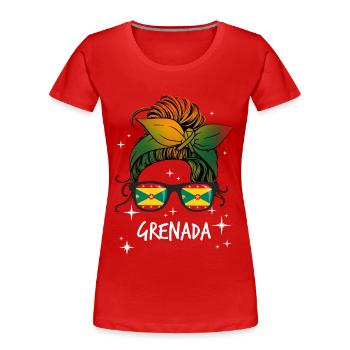 Grenada - Frauen Premium Bio T-Shirt - Rot - Vorne - Mia (176cm)