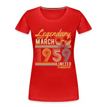 Legendary since March 1959 Vintage Birthday - Women's Premium Organic T-Shirt - red - Front - Mia (176cm)
