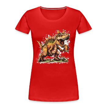 Dinosaurier stegosaurus Bier - Frauen Premium Bio T-Shirt - Rot - Vorne - Mia (176cm)