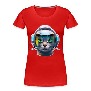 Cyborg-Katze der Zukunft - Frauen Premium Bio T-Shirt - Rot - Vorne - Mia (176cm)