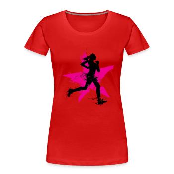 runner female with star - Frauen Premium Bio T-Shirt - Rot - Vorne - Mia (176cm)