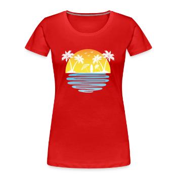 Palmen Sommer Sonne Meer und Strand - Frauen Premium Bio T-Shirt - Rot - Vorne - Mia (176cm)