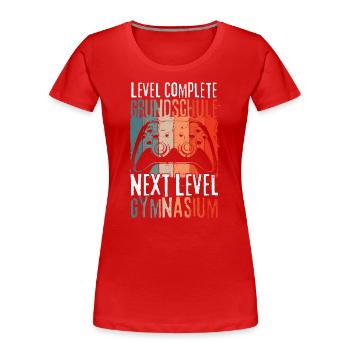 Level Complete Grundschule Einschulung Gymnasium - Frauen Premium Bio T-Shirt - Rot - Vorne - Mia (176cm)