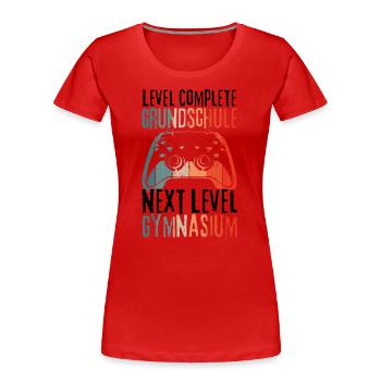 Level Complete Grundschule Einschulung Gymnasium - Frauen Premium Bio T-Shirt - Rot - Vorne - Mia (176cm)