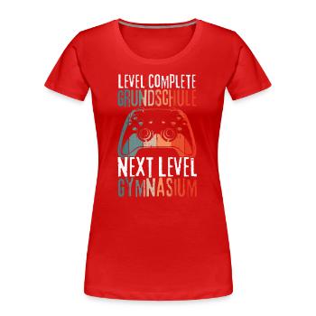 Level Complete Grundschule Einschulung Gymnasium - Frauen Premium Bio T-Shirt - Rot - Vorne - Mia (176cm)