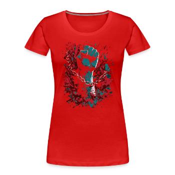 Faust aus Ketten - Black History Month Juneteenth - Frauen Premium Bio T-Shirt - Rot - Vorne - Mia (176cm)