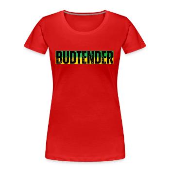 Budtender jamaïcain - T-shirt bio Premium Femme - rouge - Devant - Mia (176cm)