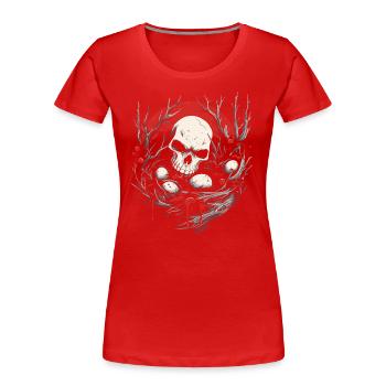 Bad Apple Totenkopf - Crâne et œufs dans un nid - T-shirt bio Premium Femme - rouge - Devant - Mia (176cm)