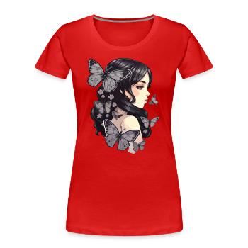 Gothic Lady: Papillons de nuit et incolores - T-shirt bio Premium Femme - rouge - Devant - Mia (176cm)