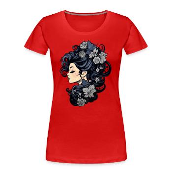 Gothic-Frau mit Blumen Magie der dunklen Schönheit - Frauen Premium Bio T-Shirt - Rot - Vorne - Mia (176cm)