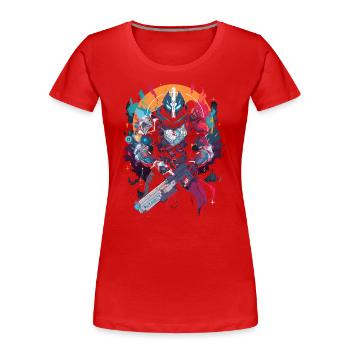 Epic Gamer Guardian avec Flames Moon Background - T-shirt bio Premium Femme - rouge - Devant - Mia (176cm)