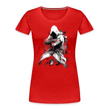 Epic Gamer Cyber Assassin en rouge et blanc - T-shirt bio Premium Femme - rouge - Devant - Mia (176cm)