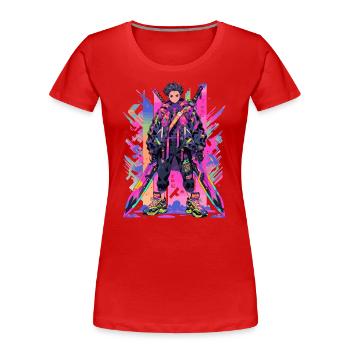 Shibuya: Cool Anime Boy avec épée japonaise - T-shirt bio Premium Femme - rouge - Devant - Mia (176cm)