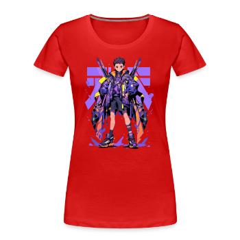 Shibuya: Cool Anime Boy with Sword Japanese - Women's Premium Organic T-Shirt - red - Front - Mia (176cm)