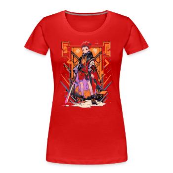 Shibuya: Cool Anime Boy avec épée japonaise - T-shirt bio Premium Femme - rouge - Devant - Mia (176cm)