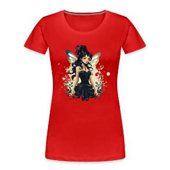 Zauberhafte Fee mit funkelnden Flügeln für Damen - Frauen Premium Bio T-Shirt - Rot - Vorne - Mia (176cm)