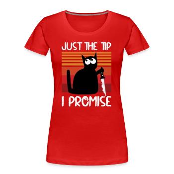 Halloween Schwarze Katze: "Just The Tip I Promise" - Frauen Premium Bio T-Shirt - Rot - Vorne - Mia (176cm)
