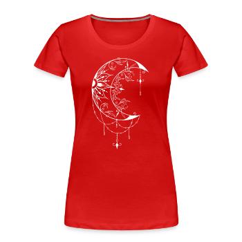 Faszinierendes Wicca-Halbmond Design mit Symbolik - Frauen Premium Bio T-Shirt - Rot - Vorne - Mia (176cm)