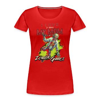 J’aime ma maman Zombie Jeux vidéo pour les joueurs Gamers - T-shirt bio Premium Femme - rouge - Devant - Mia (176cm)