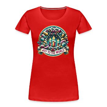 Joy to the World - Funny Holidays Funny Christmas - Women's Premium Organic T-Shirt - red - Front - Mia (176cm)