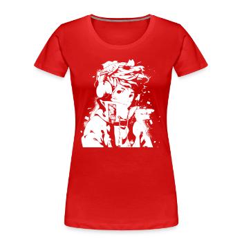 Le cool Cyberpunk Style Anime Boy Otaku de Shibuya - T-shirt bio Premium Femme - rouge - Devant - Mia (176cm)