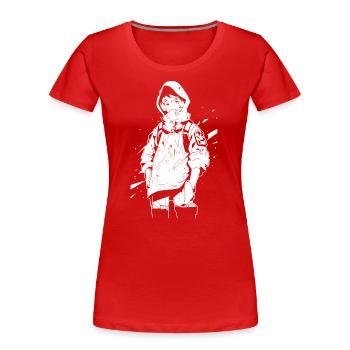 Le cool Cyberpunk Style Anime Boy Otaku de Shibuya - T-shirt bio Premium Femme - rouge - Devant - Mia (176cm)