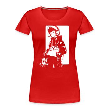 Le cool Cyberpunk Style Anime Boy Otaku de Shibuya - T-shirt bio Premium Femme - rouge - Devant - Mia (176cm)