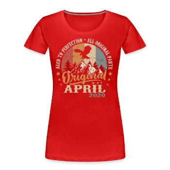 Jubiläum April 2020 | Geschenk April 2020 - Frauen Premium Bio T-Shirt - Rot - Vorne - Mia (176cm)