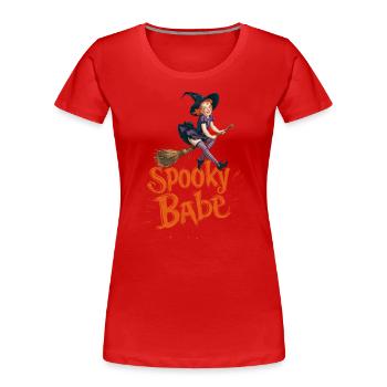 Spooky Babe Halloween Hexe Kostüm Damen - Frauen Premium Bio T-Shirt - Rot - Vorne - Mia (176cm)