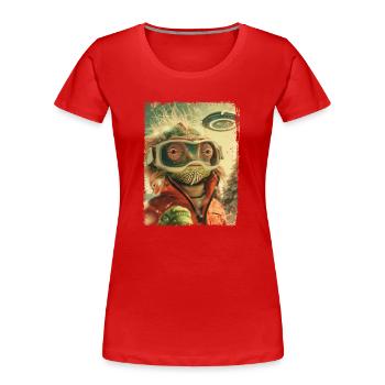 UFO Retro Vintage Uncanny Alien Ski Lizard - Frauen Premium Bio T-Shirt - Rot - Vorne - Mia (176cm)