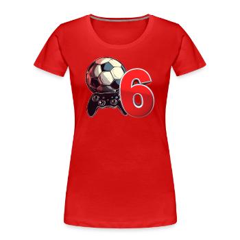 Football and Gaming Birthday Boy 6 Years - Women's Premium Organic T-Shirt - red - Front - Mia (176cm)