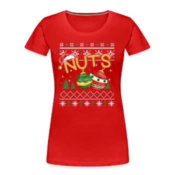 Chestnuts Drôle Noël Couples Tenue - T-shirt bio Premium Femme - rouge - Devant - Mia (176cm)