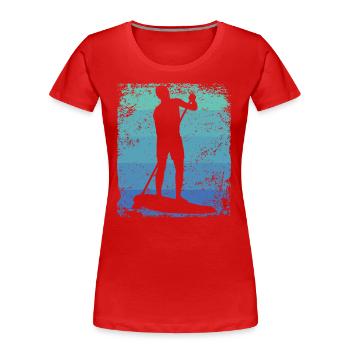 Stand Up Paddle Stand Up Board Sup - T-shirt bio Premium Femme - rouge - Devant - Mia (176cm)