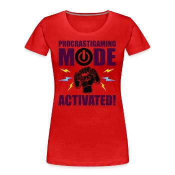 Gamer Procrastigame Mode Activated Gaming - Frauen Premium Bio T-Shirt - Rot - Vorne - Mia (176cm)