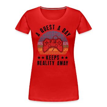 Gamer A Quest A Day Spielen - Frauen Premium Bio T-Shirt - Rot - Vorne - Mia (176cm)